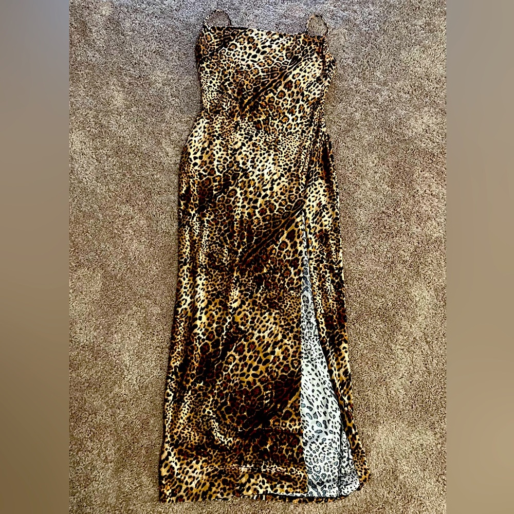 Maxi Long Cheetah print Slit Dress